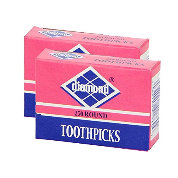 Diamond Toothpicks, Round Natural Wooden Bamboo Tooth Picks For Teeth, Appetizers and Cocktail 500 Count