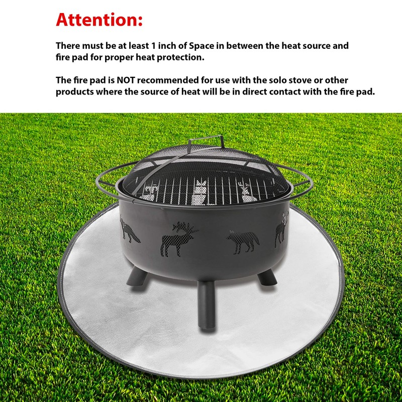 24" Diameter Round Fireproof Mat for Outdoor Patio and Deck