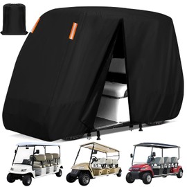 Golf Cart Cover 6 Passenger,6-Seater Golf Cart Covers Extended Roof Waterproof Outdoor Heavy Duty Weatherproof,Universal fits for Club Car, EZGO, Yamaha,Cushman,Evolution,Star EV-145Lx52Wx73H Inch