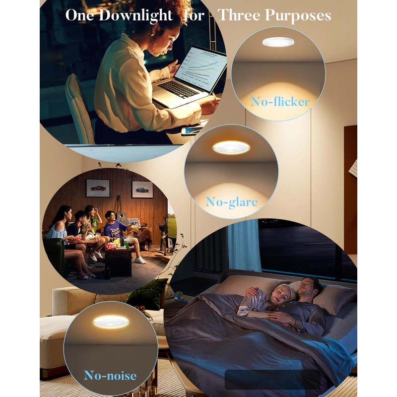 Lightdot 6 Inch LED Recessed with Night Light 1200LM 12W