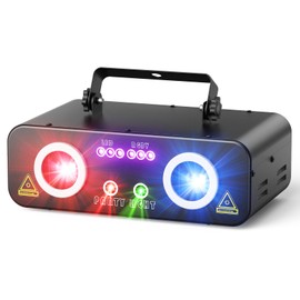 KeoBin DJ Laser Lights for Party, Professional 5 in 1 RGBUV Laser Light Show Projector Support DMX512, Sound Activated with Remote Control for Indoor Parties Disco Club KTV Bar Stage DJ Lighting