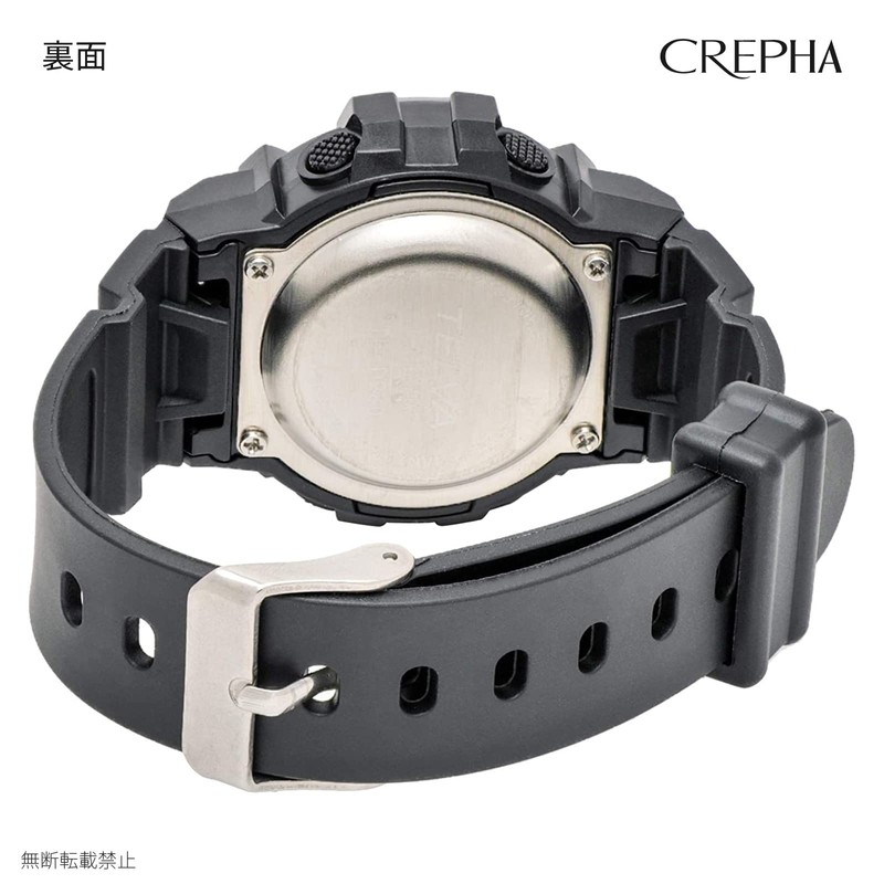 Clefer TE-D280-BKW Digital Men's Waterproof Stopwatch with Urethane Strap, Black,