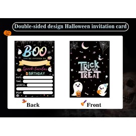 HEYINSHEN 20 Set Halloween Birthday Invitation Cards with Envelopes Spooky Birthday Invitation Card for Kids Trick or Treat Party Invitation Cards Ghost Invitations Card for Kid Adult Birthday Party