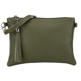 SH Leder Anny G248 Genuine Leather Shoulder Bag Clutch Small Bag Evening Bag 22 x 15 cm, olive green