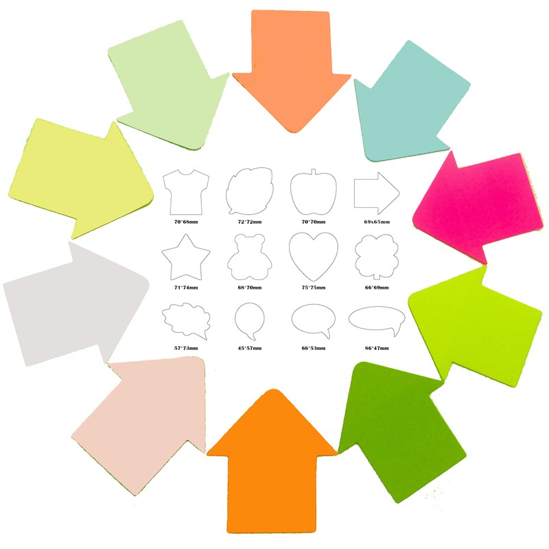 4A Shapes Sticky Notes,50 Sheets Neon Assorted and 50 Sheets