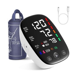 Tensiómetro de brazo, tensiómetro automático con pantalla LED grande, memoria para dos usuarios, brazalete ancho de 8,7 a 16,5 pulgadas, cable de...  