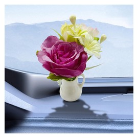 Flower Car Dashboard Decoration, Mini Kawaii Car Rearview Mirror Charm Ornament, Auto Interior Decoration Ornament Accessories for Women Funny Presents (White/Red)