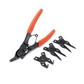 Crescent 5 Piece Snap Ring Pliers Set - Lock Ring Pliers for Internal & External Snap Rings - Removes & Installs Snap Rings - With 4 Interchangeable Heads & Dipped Handles - 7SRPS