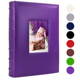 Vienrose Photo Album 4x6 300 Photos with Memo Area Leather Cover Large Capacity Slip-in Pictures Book for Wedding Baby Vacation, Purple