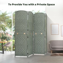 JOSTYLE Room Divider 6FT Folding Wall Divider for Room Separation Portable Privacy Screen Hand-Made Freestanding Room Partition Dividers, 2-in-1 Multifunction Room Divider Panel (Grey, 4 Panel)