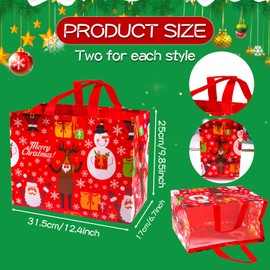 KRUCE Pack of 8 Large Christmas Bags, Reusable Non-Woven Christmas Bag for Holiday Christmas Event Party (31 x 17 x 25 cm)