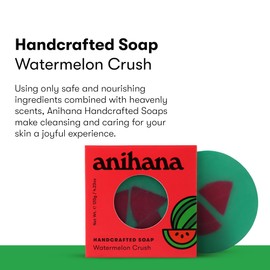 ANIHANA Handcrafted Natural Soap with Coconut Oil, Gentle Cleansing, Paraben Free, Refreshing Watermelon Crush Scent, 4.23 oz