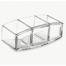 Acrylic Cosmetic Tools Organizer,3-Compartment Clear Cosmetic Makeup Storage Box，Desktop Makeup Brushes Holder for Vanity (Clear)