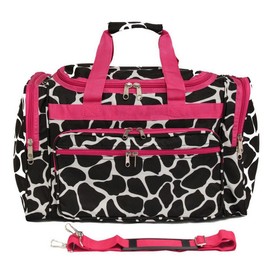 World Traveler 22 Inch Duffle Bag, Fuchsia Trim Giraffe, One Size