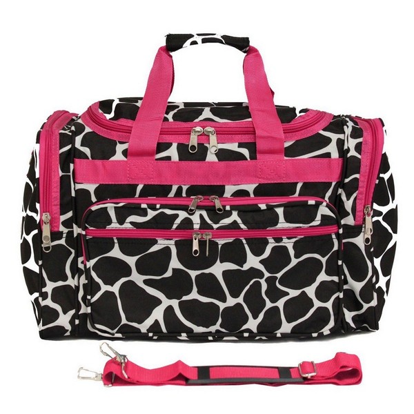 World Traveler 22 Inch Duffle Bag, Fuchsia Trim Giraffe, One