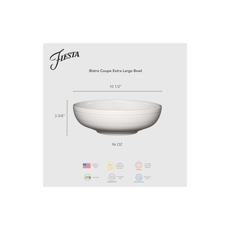 Fiesta® Bistro Coupe Extra Large Bowl 96 oz – Durable