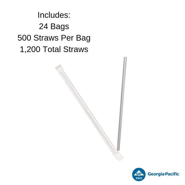 Dixie 10.25" Jumbo Wrapped Plastic Straws by GP PRO (Georgia-Pacific); JW104; Red; Boxed; 2;000 Count (500 Straws/Box; 4 Boxes/Case)