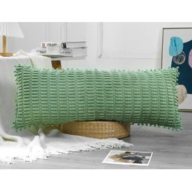 PANOD Extra Long Lumbar Pillow Cover 14x40 Boho,Super Soft and Plush Modern Decorative Long Lumbar Pillow Cover Long Body Pillow Cover Case for Bed Sofa Couch Farmhouse Livingroom,Sage Green