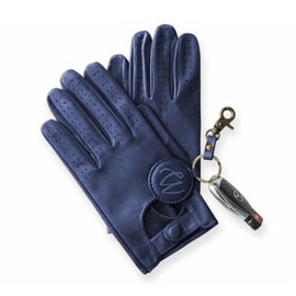 COLOURLINX Men's Leather Driving Chauffeur Vintage Retro Style Unlined Driving Gloves- Car Driving Gloves- Soft Genuine Real Lambskin Quality Leather Gloves (Navy Blue, M)