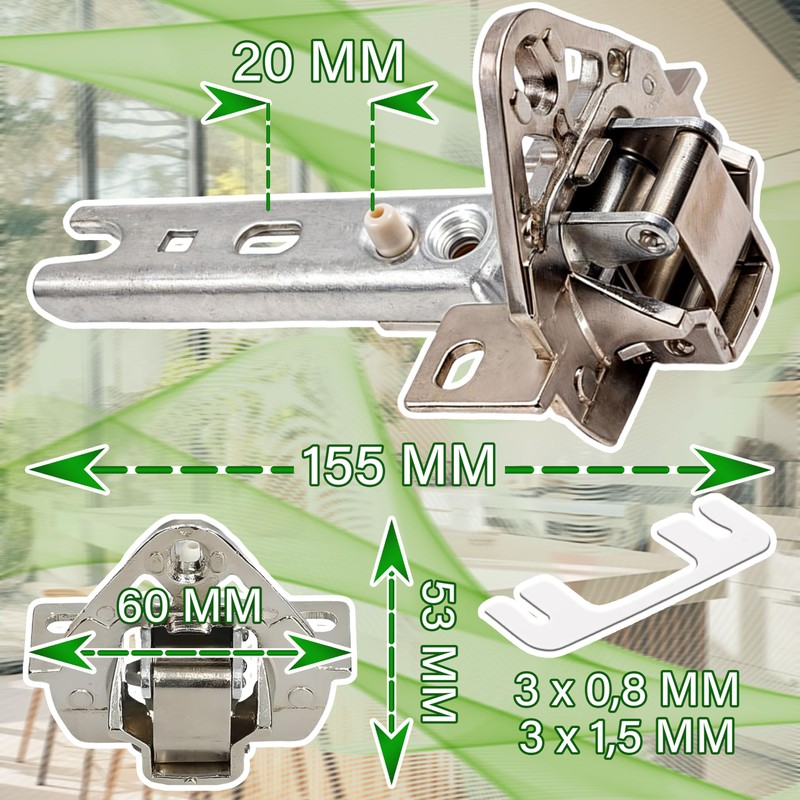 Repair kit with 3 hinges and 6 discs for the
