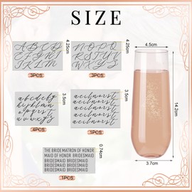 Widecook 20 Pcs Bridesmaid Champagne Glass Set 8 Stemless Champagne Flutes 9 oz 12 Black Transfer Stickers Bride Maid of Honor Gift for Weddings Engagement Bachelorette Bridal Shower Party