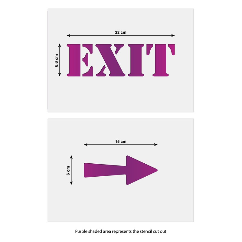 Exit and Arrow Stencil Set - Small Exit Word and