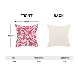 Floral Pillow Covers 18x18 Inch Set of 2 Block Print Hot Pink Flower Throw Pillow Covers Outdoor Decor Boho Vintage Flower Decoration Pillowcase Farmhouse Decorative Cushion Cover For Sofa Couch
