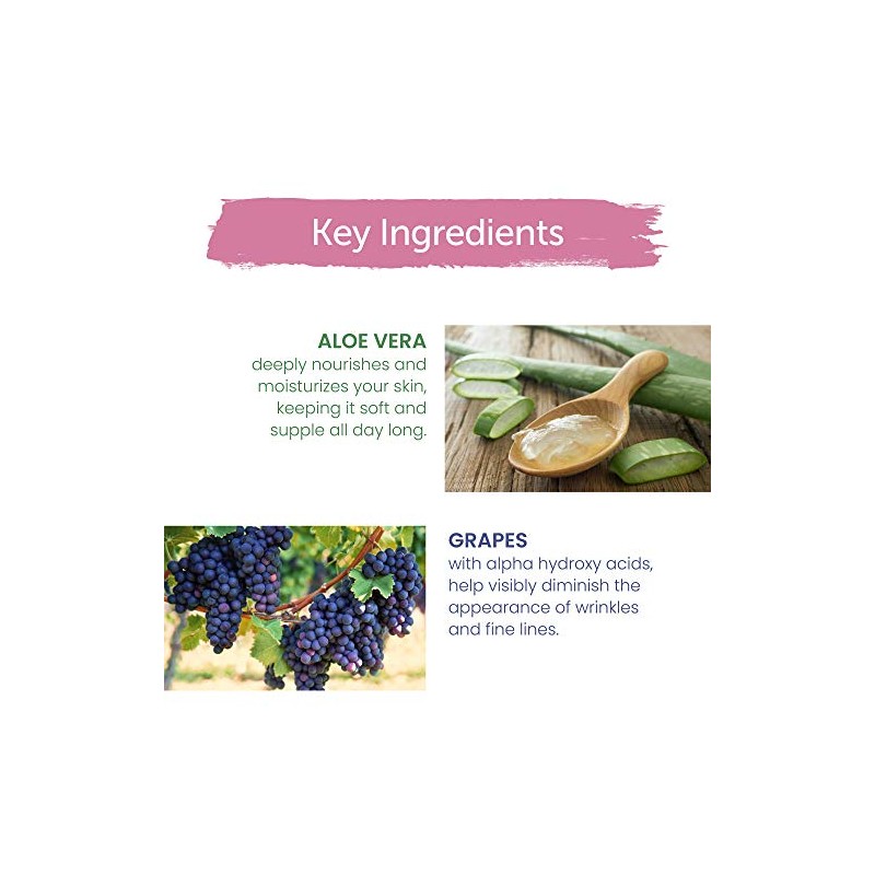 Crema anti-arrugas con Aloe vera y extracto de Uva, 1.69Oz50ml