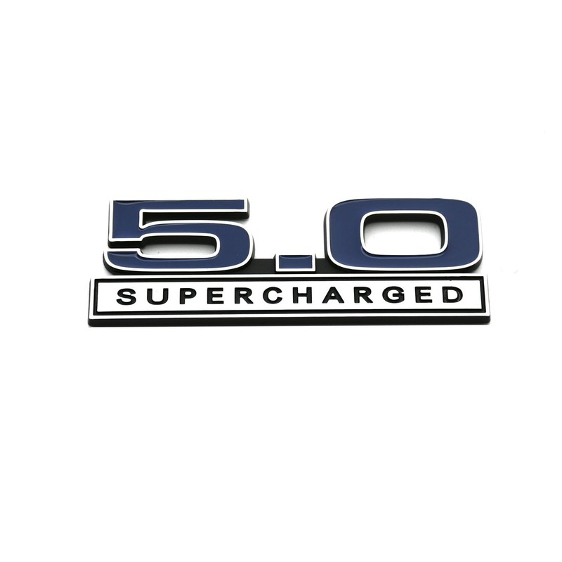 2pcs 5.0 Liter Supercharged Emblems Hood Engine 3D Badge Replacement