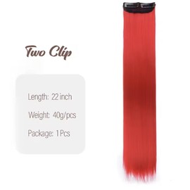 2 x Clip-In Hair Extension Highlights Streaks, Colourful Hair Highlights (2 Clips Red - 40 Grams x 1)