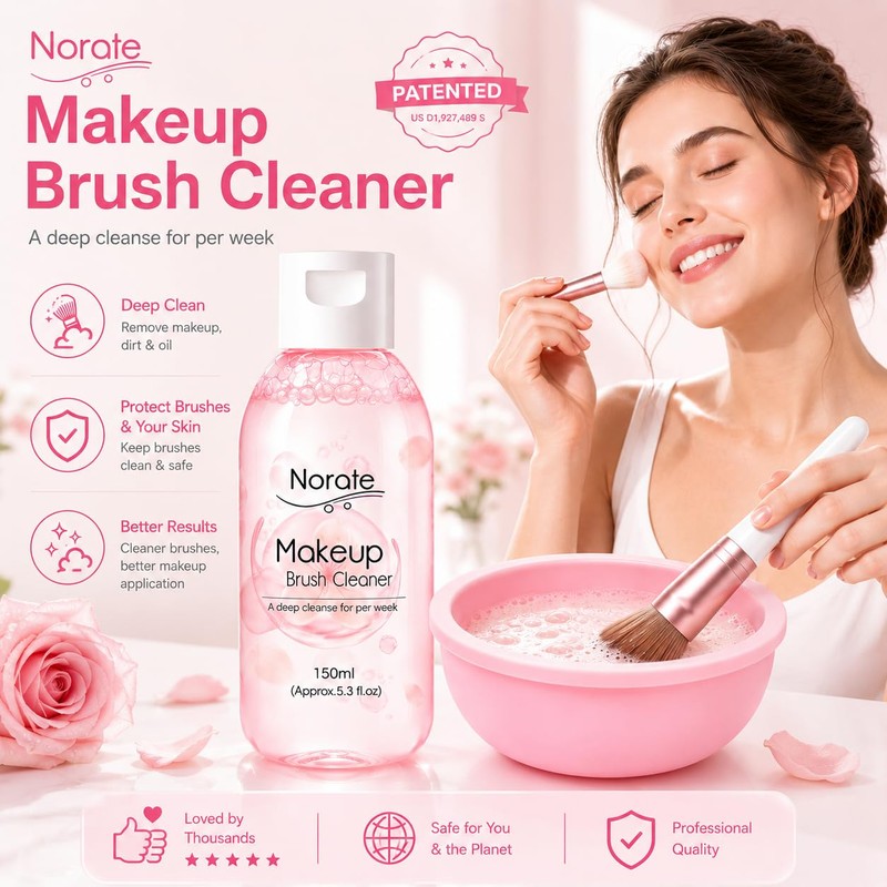 Makeup Brush Cleaner Solution + Brush Cleaning Bowl, 2 Piece