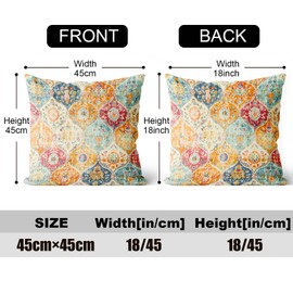 ZSYTZL Boho Throw Pillow Covers 18x18 inch Set of 2,Soft Pillowcases Moroccan Trellis Rug Persian Carpet Pattern Decorative Sofa Living Room Bed Square Pillow Case Cushion Cover-Cream Color