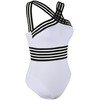 Hilor Women's One Piece Swimwear Front Crossover Swimsuits Hollow Bathing