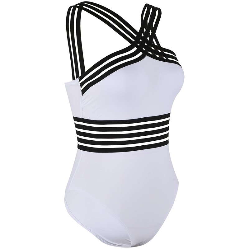 Hilor Women's One Piece Swimwear Front Crossover Swimsuits Hollow Bathing