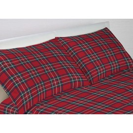 Bianca Web Soft Flannel Cushion Covers with Side Buttons 52 x 82 cm Scottish Kilt Red