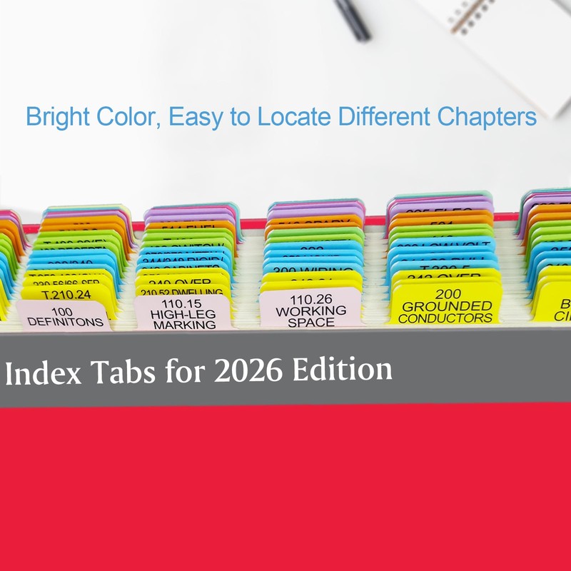 Index Tabs for 2026 NEC Code Book (Book not Included),