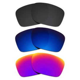 Alphax 3 Pair Polarized Replacement Lenses for Oakley Holbrook OO9102 - Black+Deep Water+Midnight Sun
