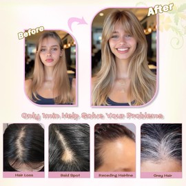 gulagula Hair Topper 18 inch Hair Topper with Bangs 4"×5" Base Hairpieces for Women with Thinning hair