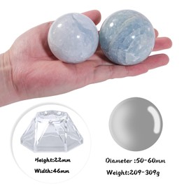 Rockcloud Natural Blue Celestite Crystal Ball with Acrylic Stand Polished Decorative Sphere Figurine Sculpture for Divination, 1.96-2.36 Inches