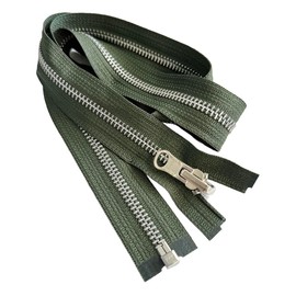 #5 Aluminum Metal YKK Medium Weight Inside/Outside Reversible Slide Jacket Zipper Separating (1 Zipper) Color Black Olive #567W Choose Your Length (Black Olive #567W, 23" Inches)