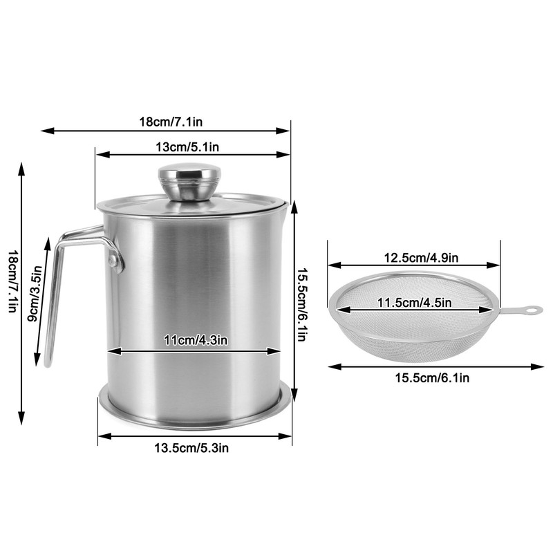 Bacon Grease Container Stainless Steel High Temperature Resistance Oil Strainer