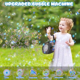 Panacare Upgrade Portable Bubble Machine, Automatic Bubble Machine, 20000+ Bubbles/Min with Bubble Solution, Light, Children's Bubble Machine, Outdoor Gift for Wedding/Easter/Party