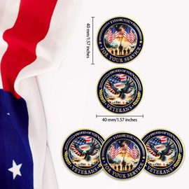 20 PCS AtSKnSK Challenge Coin Thank You for Your Service Coins for Veterans Appreciation Veteran's Day Gifts Bulk (Bright Flag Veteran, Piece, 20)