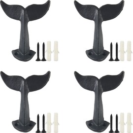 YOOHUA 4PCS Cast Iron Whale Tail Wall Hooks with Mounting Screws