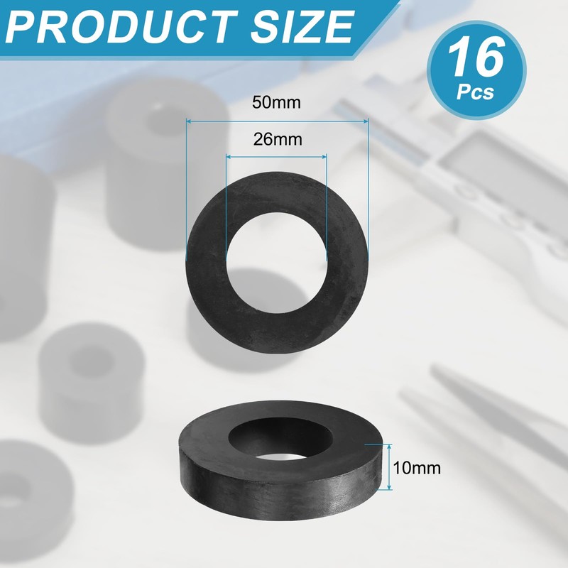 sourcing map 16 Pcs Rubber Spacers 50mm OD x 26mm