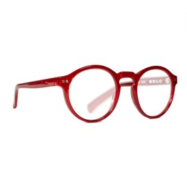 Kolo Harrison Premium Reading Glasses, Classic Round Style, Red, 2.0