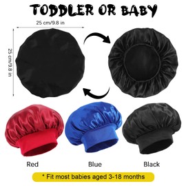 JOLYEAK 3 PCS Baby Bonnets for Sleeping,Baby Satin Silk Hair Bonnet,Infant Sleep Cap Hair Bonnet