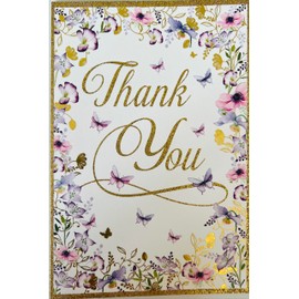 Nigel Quiney Pizazz Thank You Card - Female Flowers Butterflies