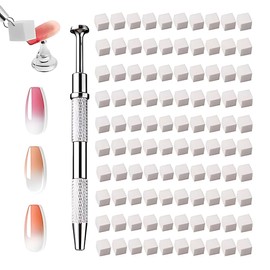 NOPKESV Nail Art Sponge Metal Gripper Mini Replaceable Nail Sponges Colourful Nail Art Rendering Tools with Gripper Blocks Manicure Gradient Nail Art Sponge for Nail Design Pack of 100