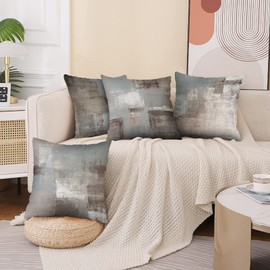 Minicoco Cushion Covers Outdoor Cushions Covers Linen Cushion Cover Outdoor Cushions for Garden Furniture 4 Pack Throw Pillow Case for Garden, Sofa 45 x 45cm (Gray Rendering)